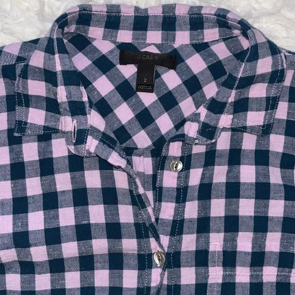 J. Crew Flannel Popover Shirt, Size 2 - Picture 4 of 13